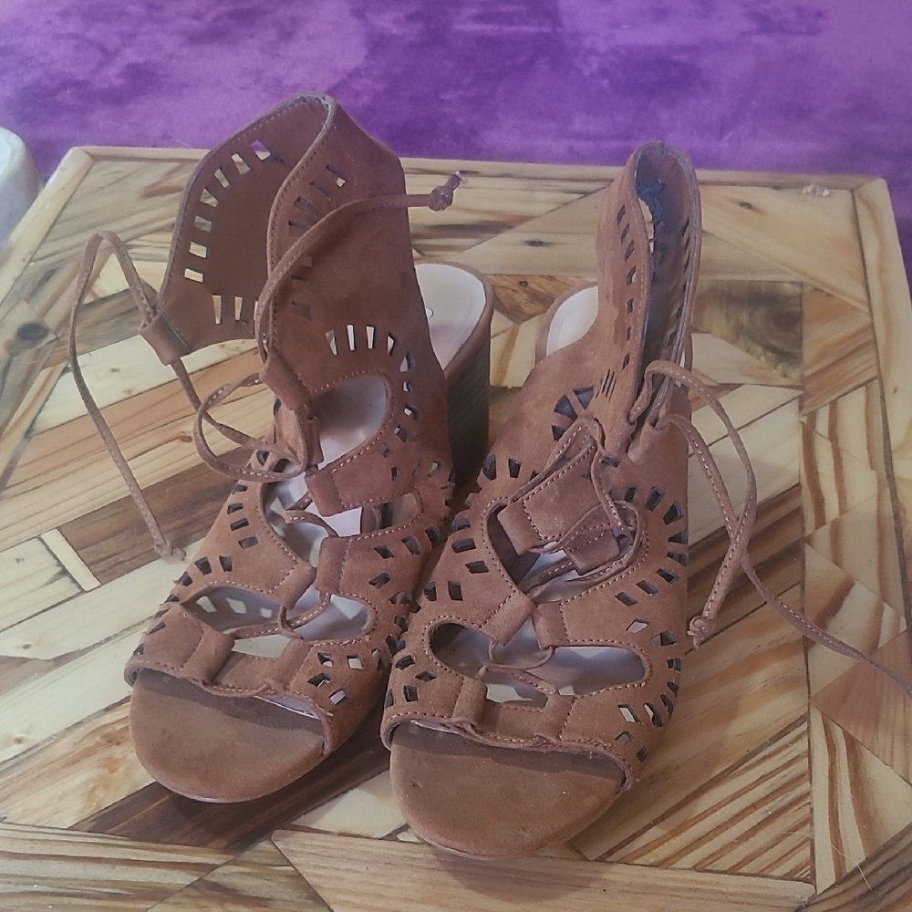 BP Brown Gladiator Sandals with Lace-Up Design